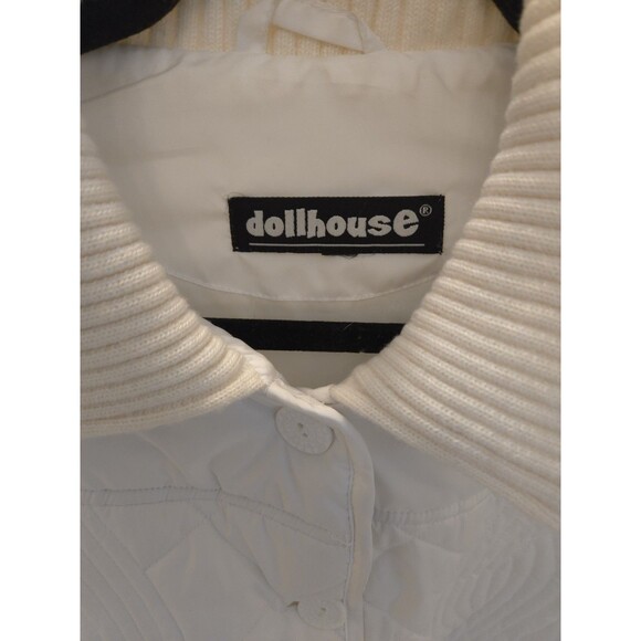 Dollhouse White Quilted M Jacket Ribbed Knit Sleeves Belted Hybrid Belted - Picture 2 of 11